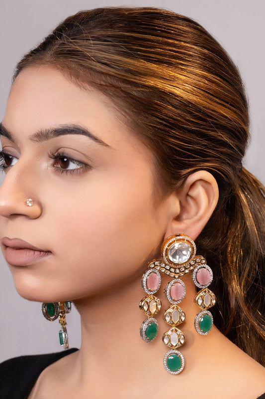 Moissanite Embellished Tassel Earrings 