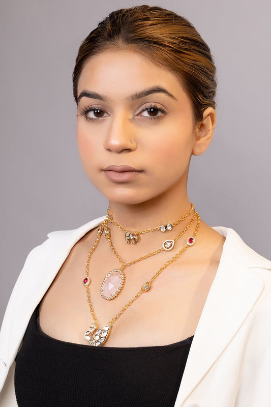 Moissanite Embellished Layered Necklace 