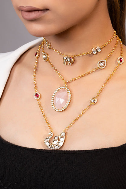 Moissanite Embellished Layered Necklace 