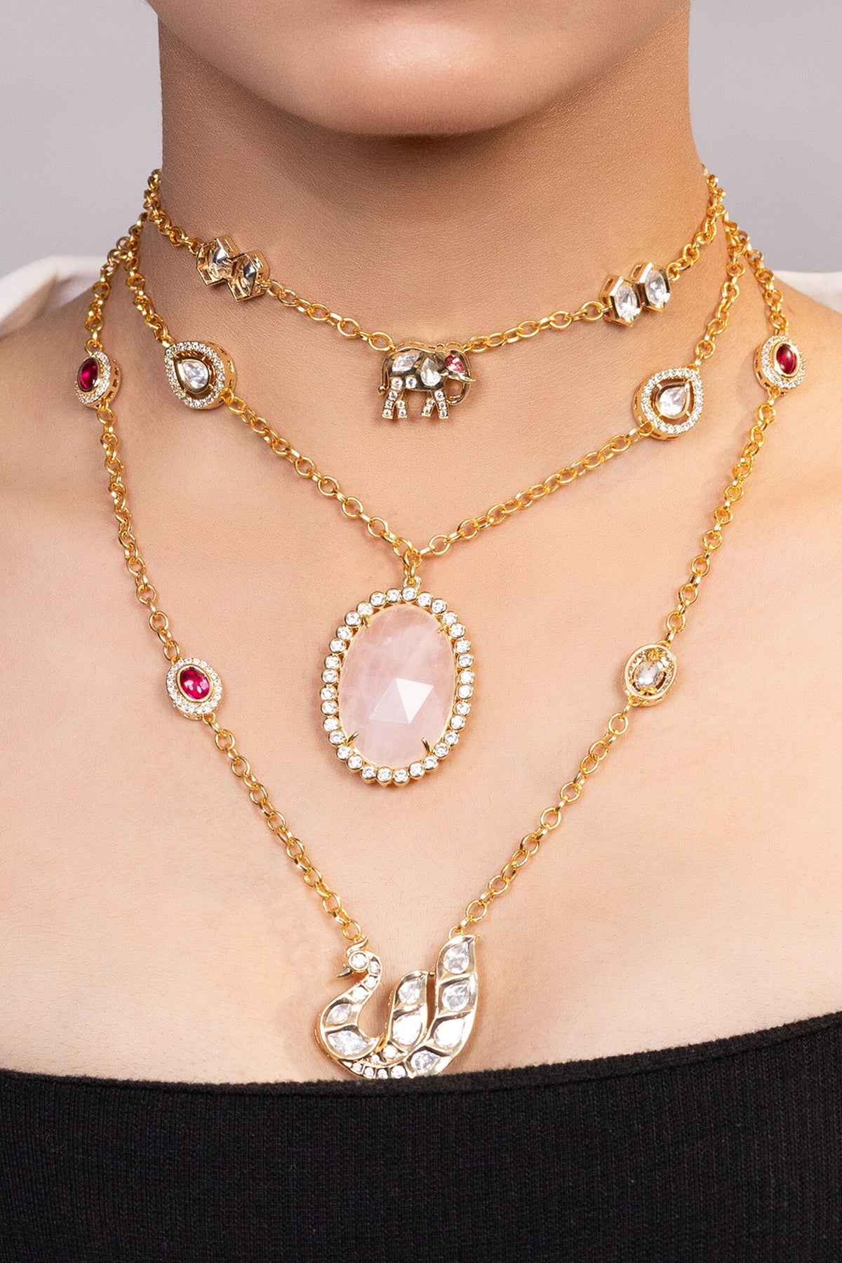 Moissanite Embellished Layered Necklace 