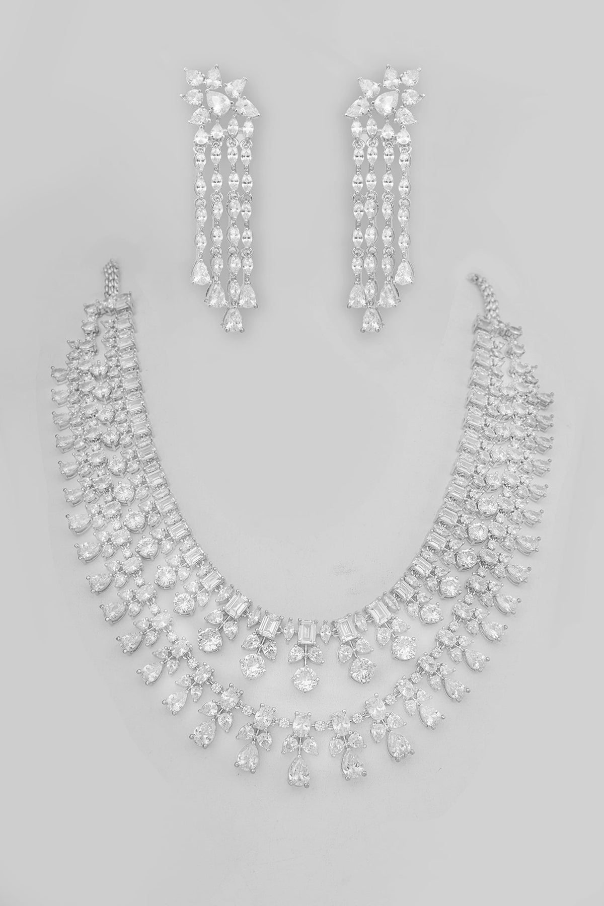 Double Layered Necklace Set with Earrings 