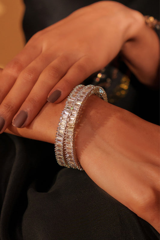 Faux Diamond Embellished Bangles Set 