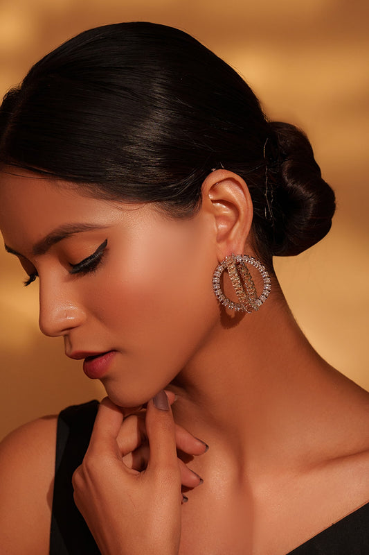 Faux Diamond Hoop Earrings 