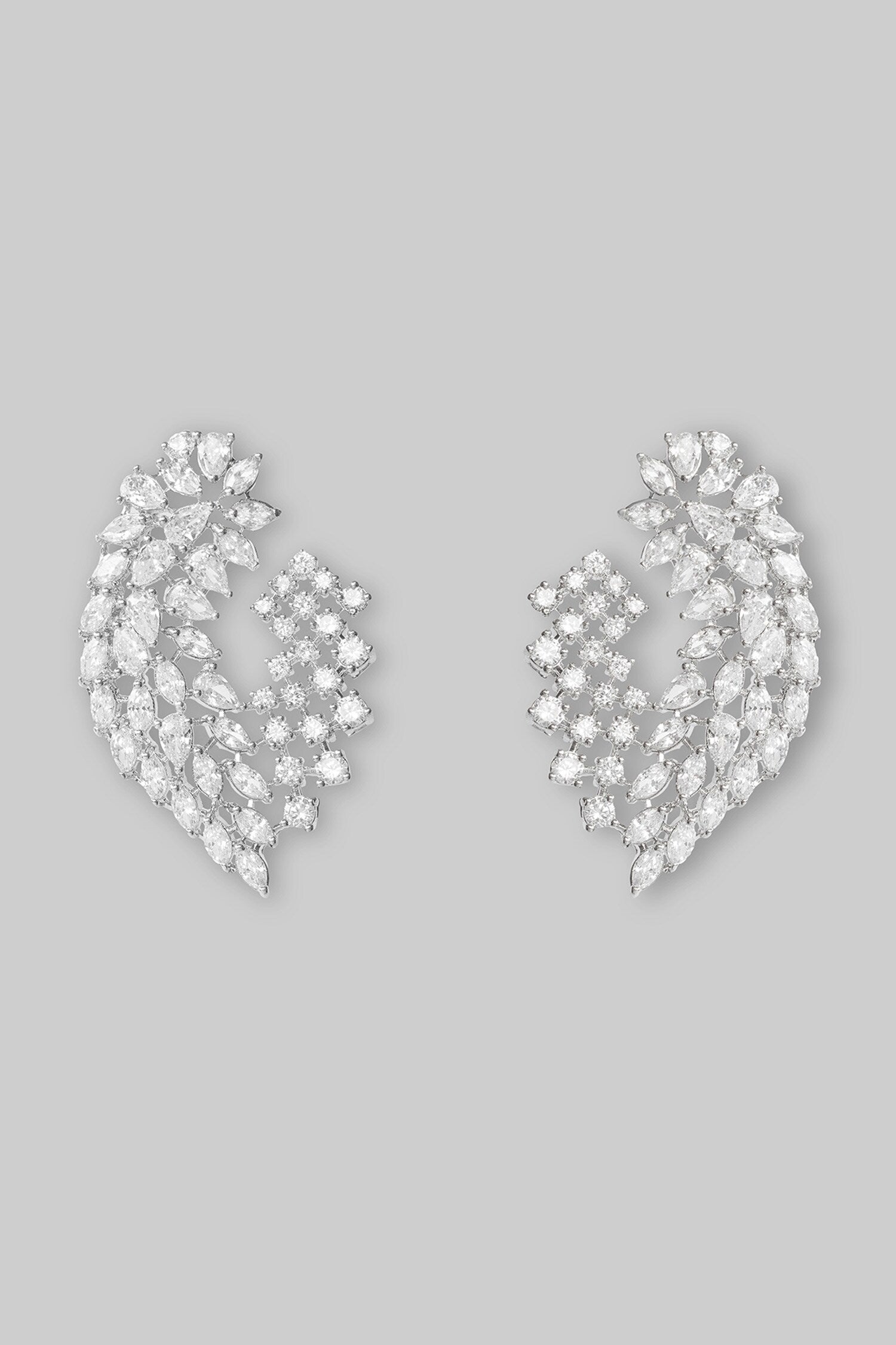 Faux Diamond Leaf Shaped Stud Earrings 