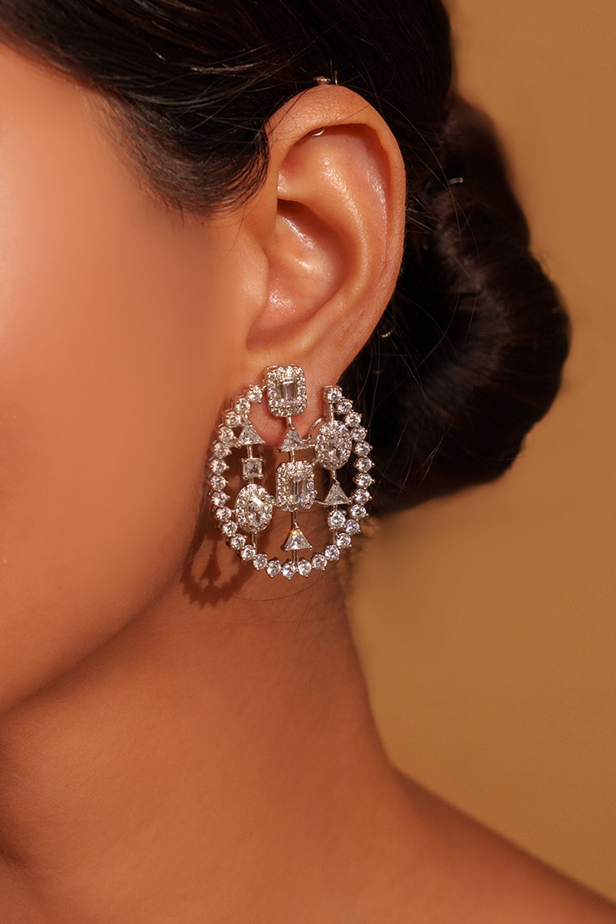 Faux Diamond Embellished Stud Earrings 