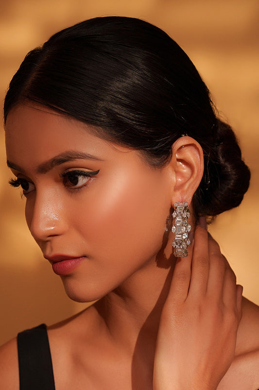 Faux Diamond Hoop Earrings 