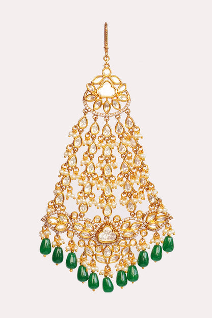 Gold Polki Studded Bead Drop Passa 