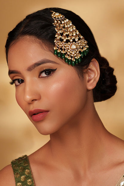 Gold Polki Studded Bead Drop Passa 
