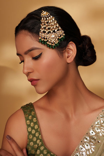 Gold Polki Studded Bead Drop Passa 