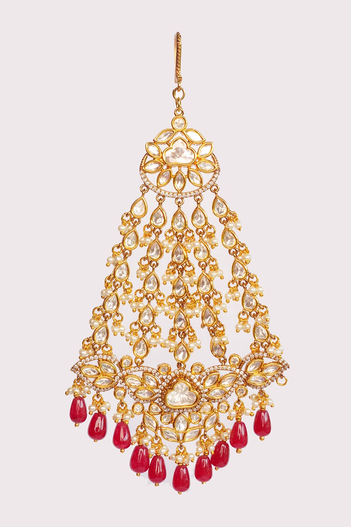 Gold Polki Studded Passa With Bead Drops 