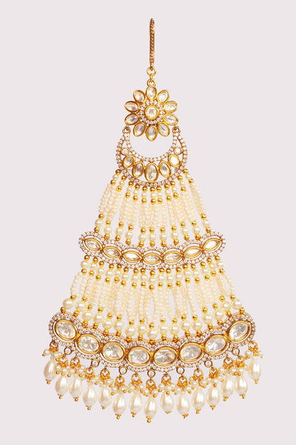 Gold Polki Studded Pearl Passa 
