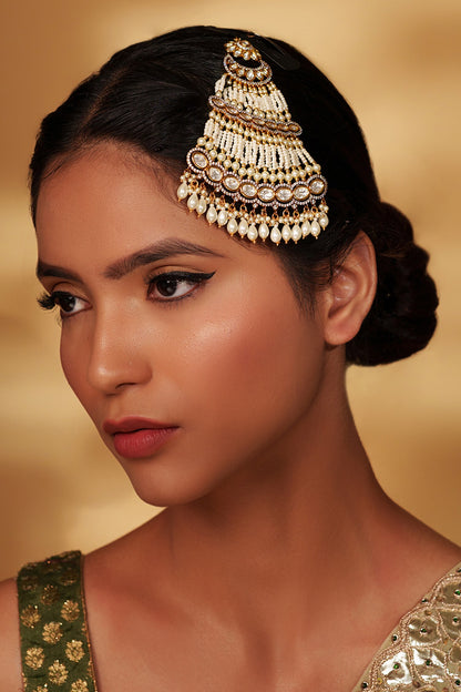 Gold Polki Studded Pearl Passa 