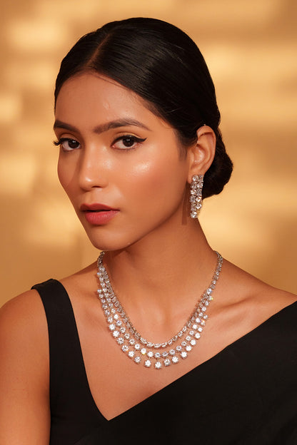 Stone Embellished Layered Necklace Set 