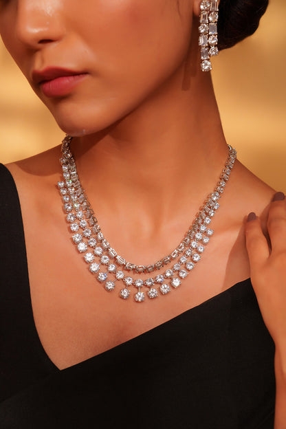 Stone Embellished Layered Necklace Set 