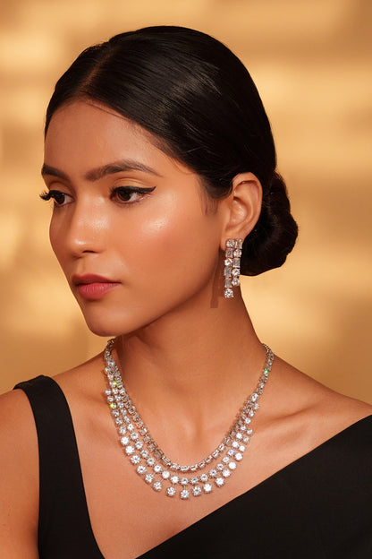 Stone Embellished Layered Necklace Set 