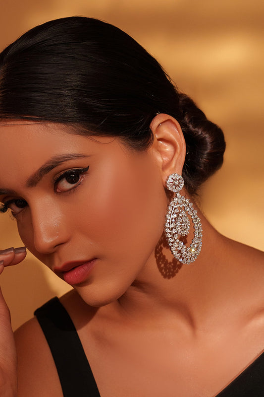 Geometric Floral Dangler Earrings 