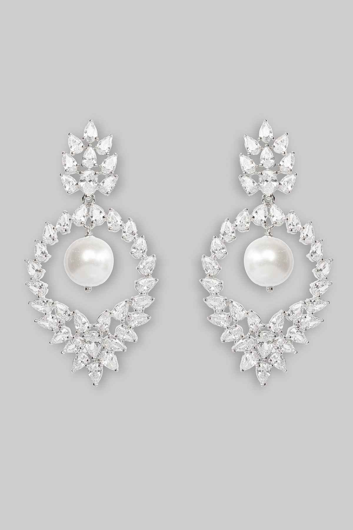 Floral Cutwork Pearl Drop Earrings 