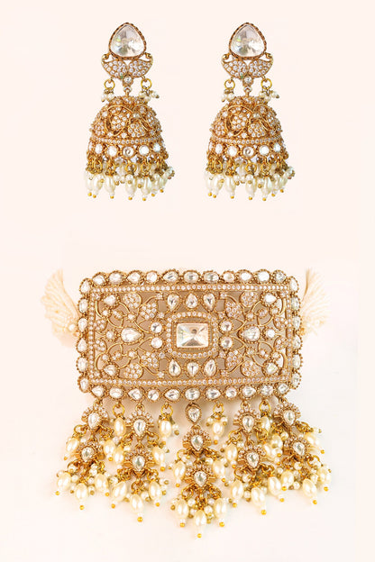 Floral Kundan Polki Choker & Earring Set 