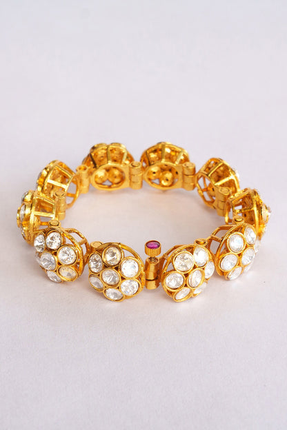Gold Floral Carved Moissanite Bracelet 