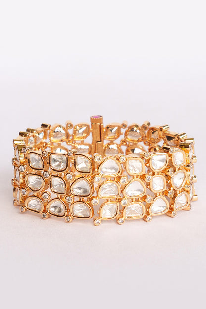 Gold Polki Kundan Embellished Bracelet 