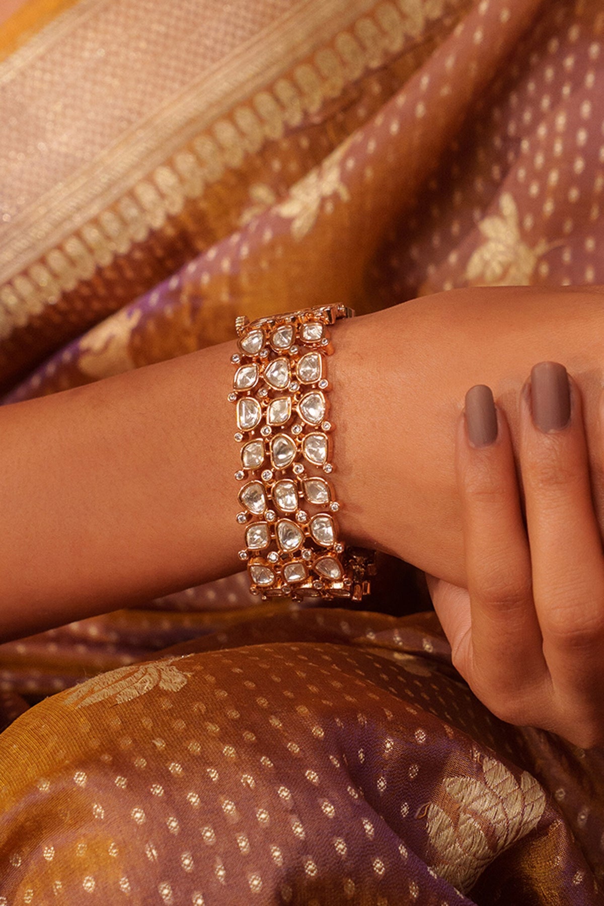 Gold Polki Kundan Embellished Bracelet 