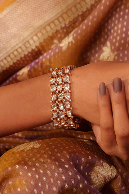 Gold Polki Kundan Embellished Bracelet 