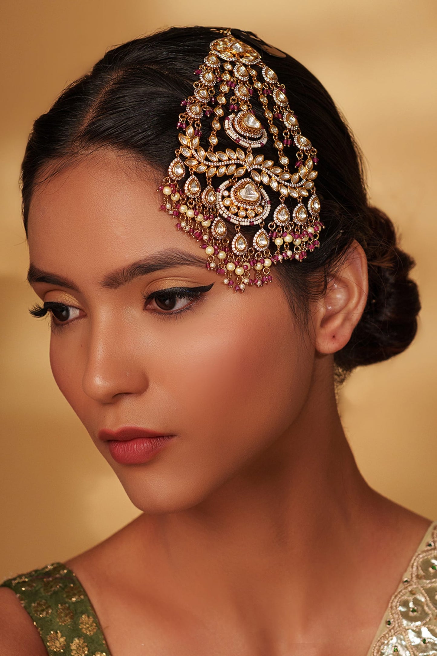 Gold Two Tone Kundan Passa 