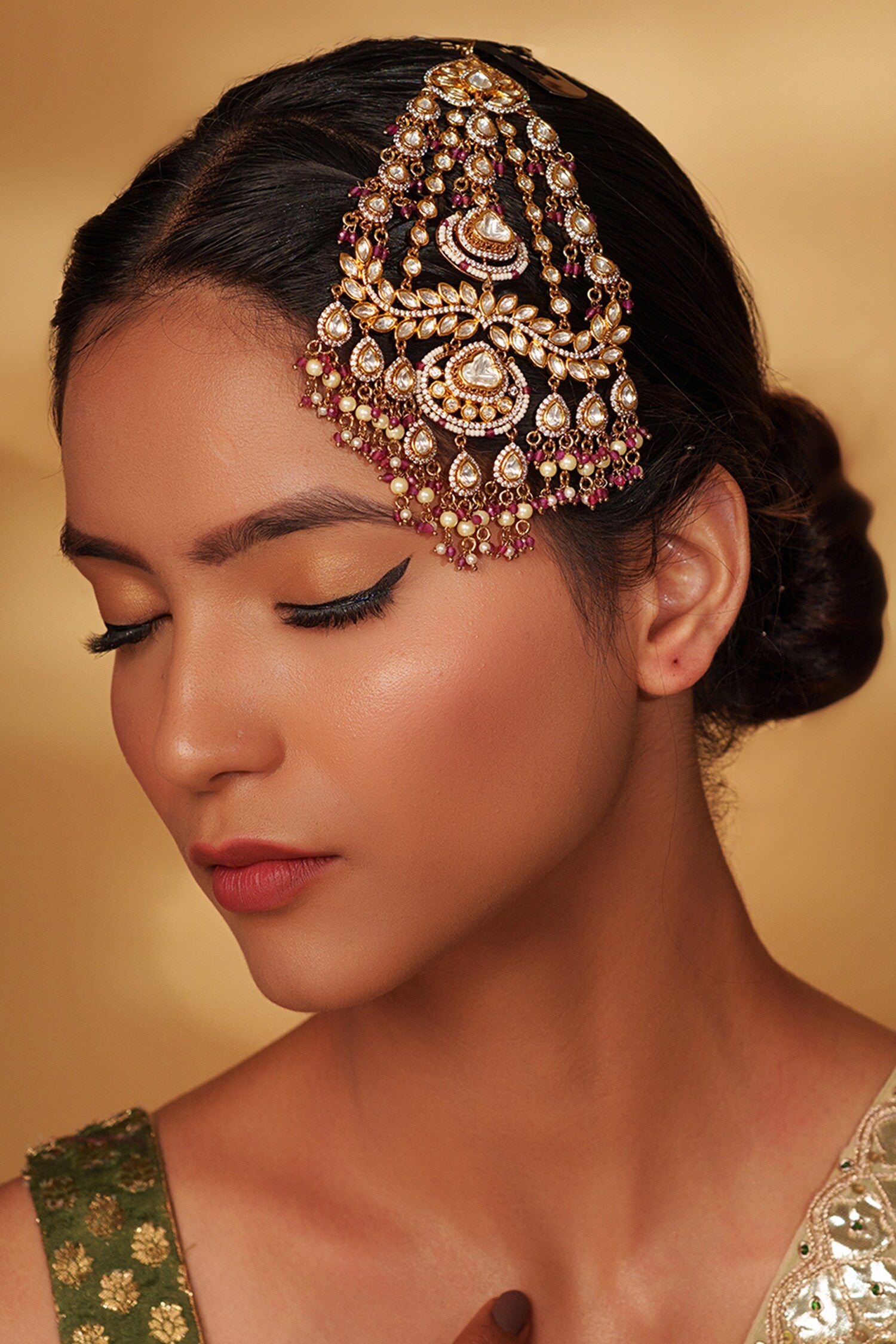 Gold Two Tone Kundan Passa 