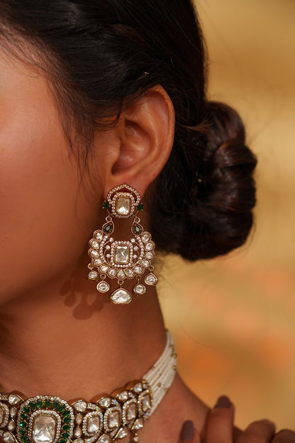 Gold Kundan Polki Jewellery Set 