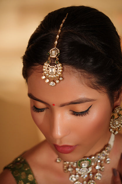 Gold Kundan Polki Jewellery Set 