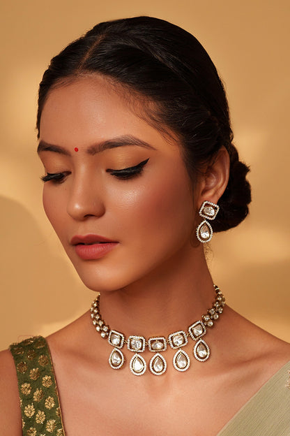 Geometric Polki Kundan Choker Set 