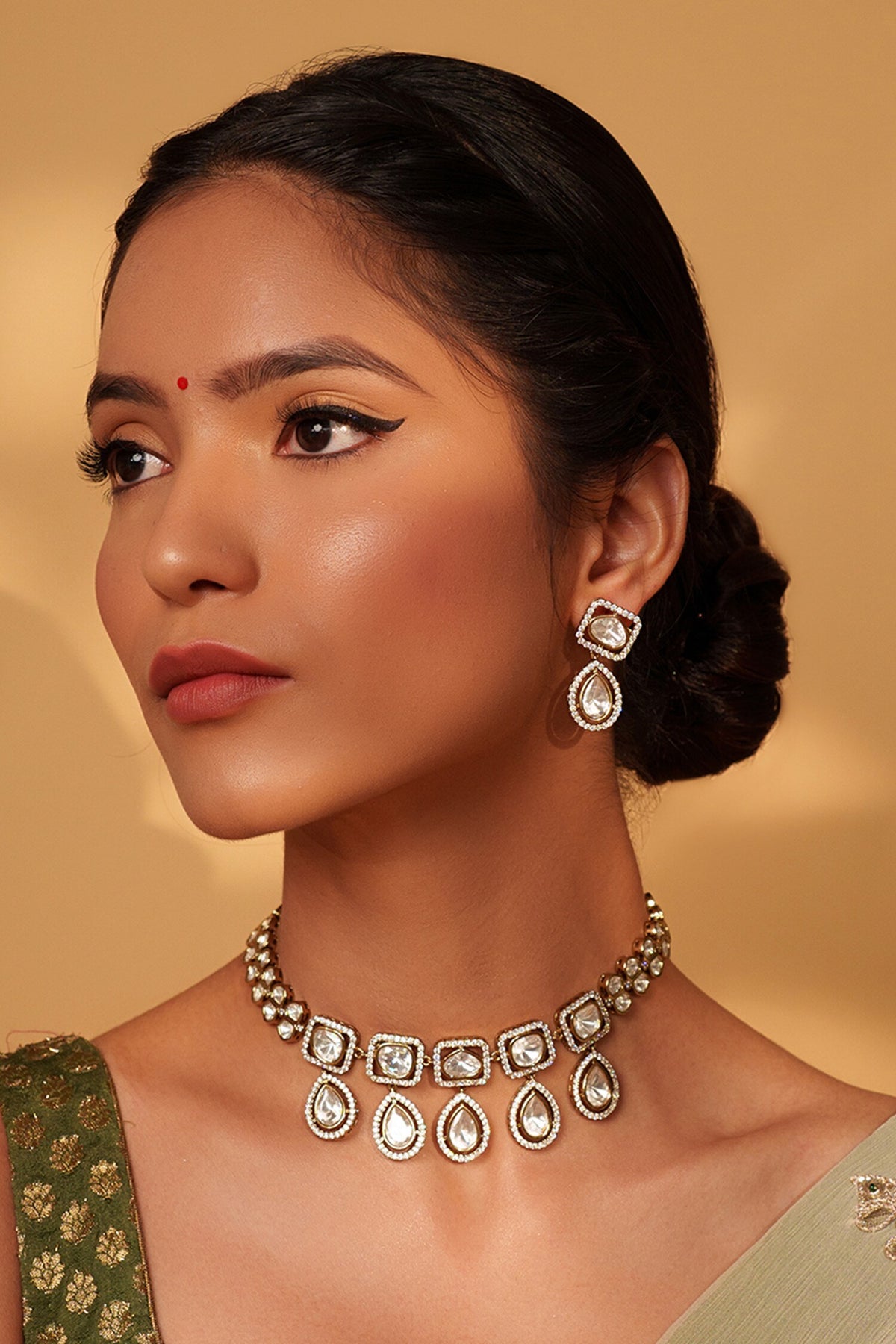 Geometric Polki Kundan Choker Set 