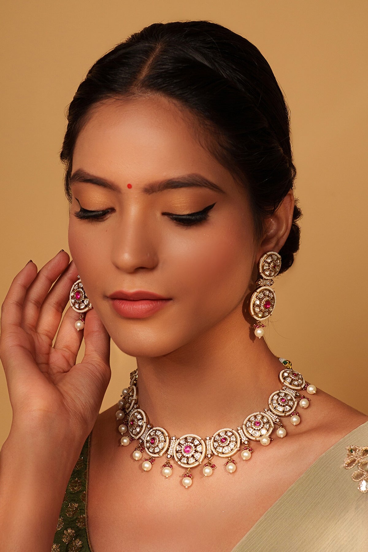 Floret Cutwork Choker & Earrings Set 