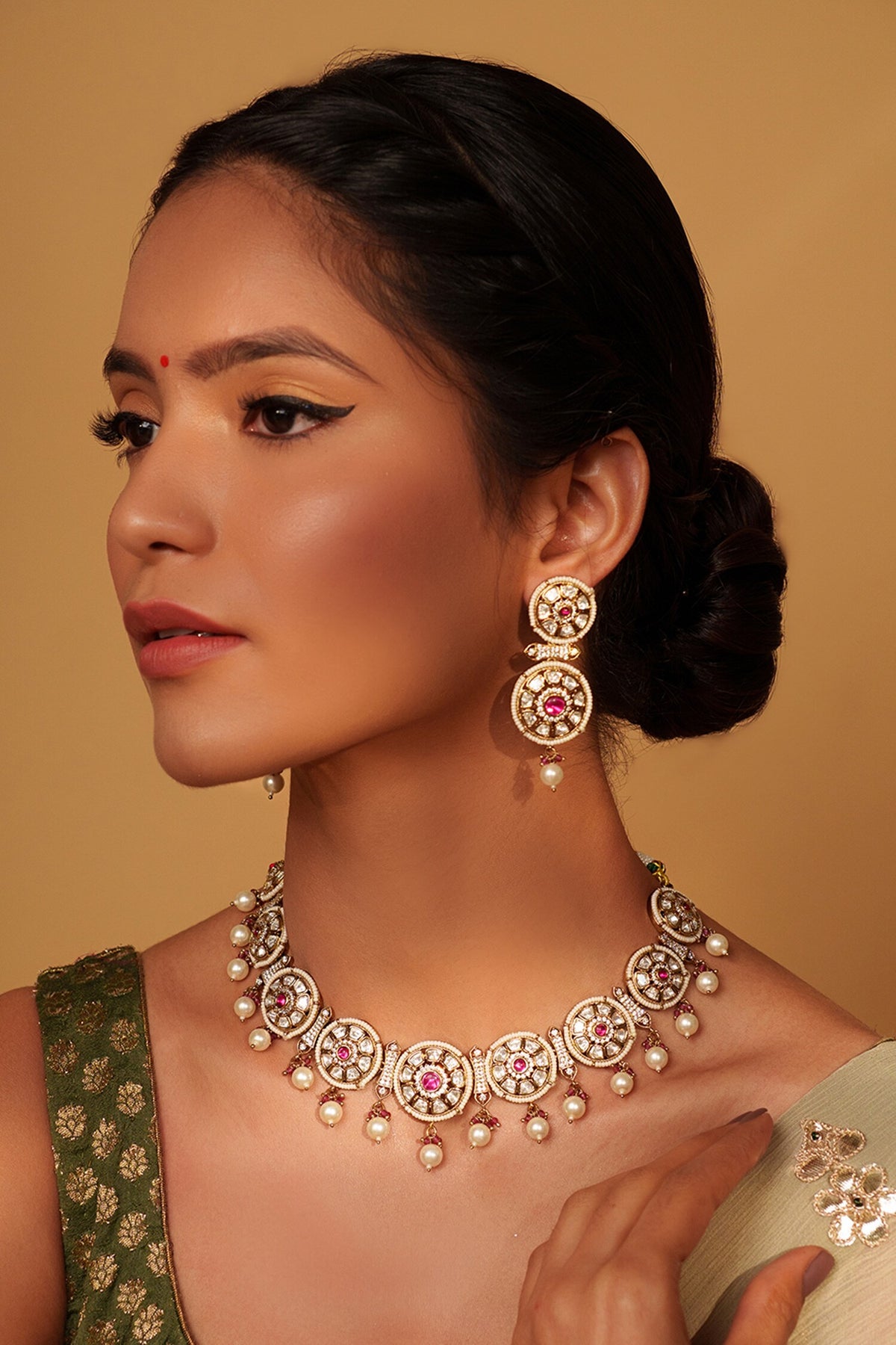 Floret Cutwork Choker & Earrings Set 