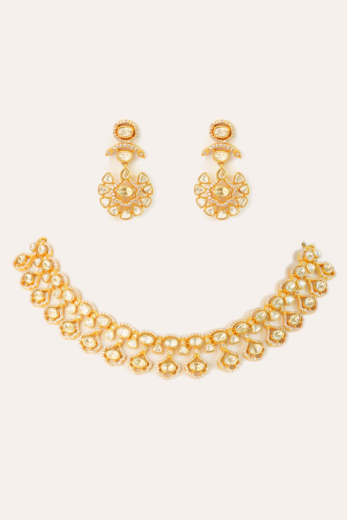 Floral Drop Moissanite Choker Set 