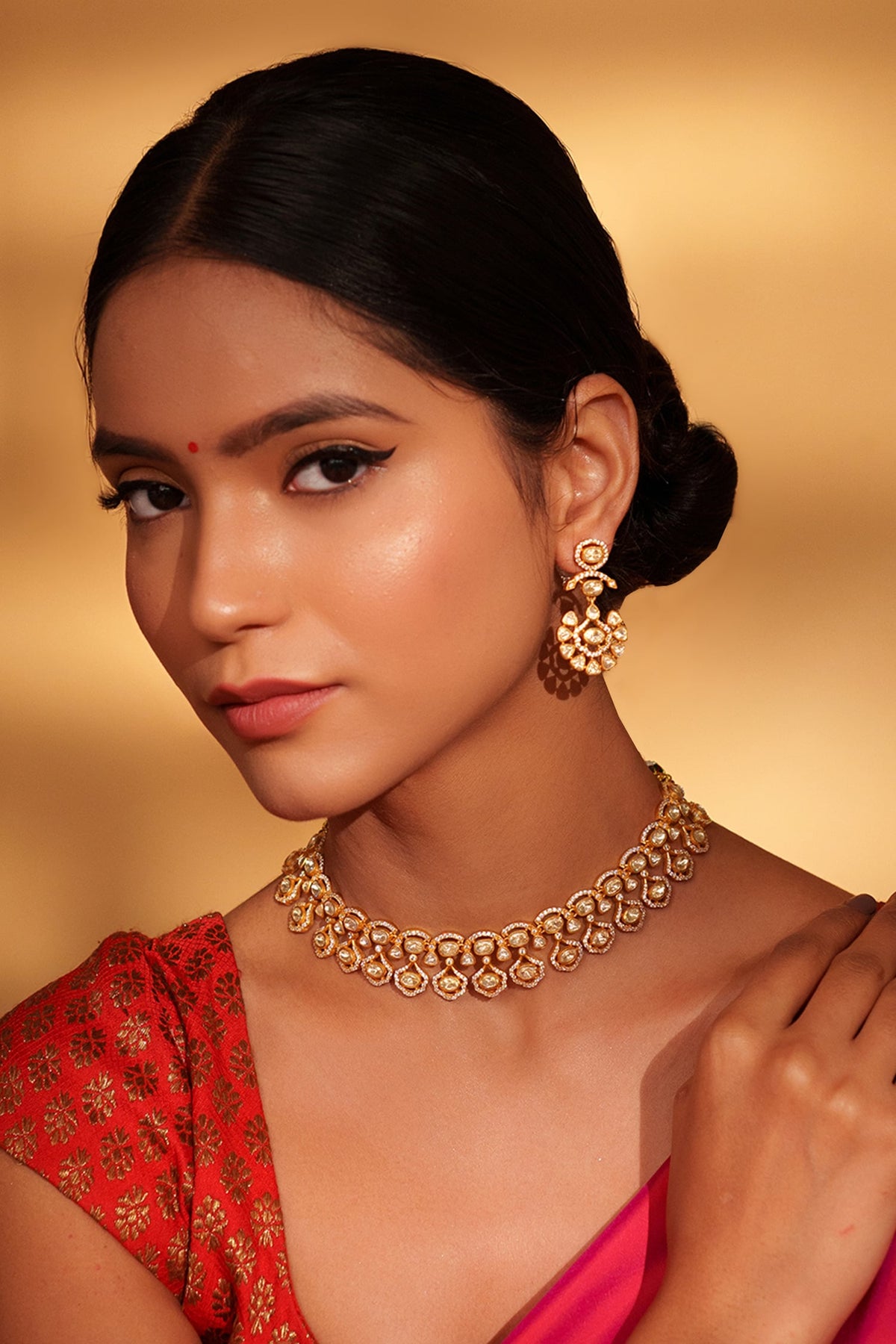 Floral Drop Moissanite Choker Set 