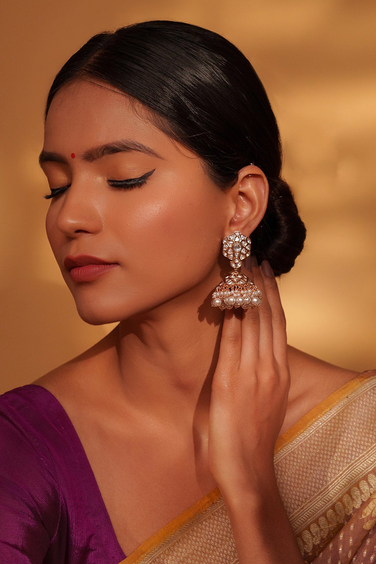 Kundan Stone Embellished Jhumkas 