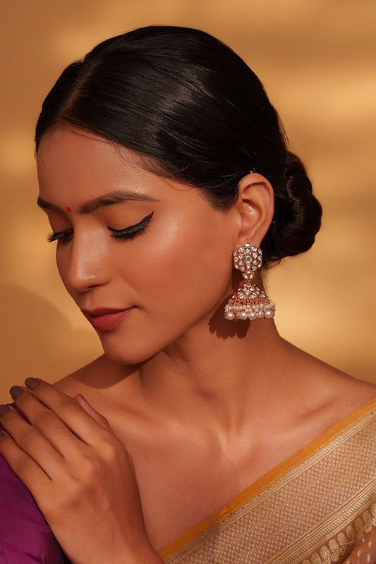 Kundan Stone Embellished Jhumkas 