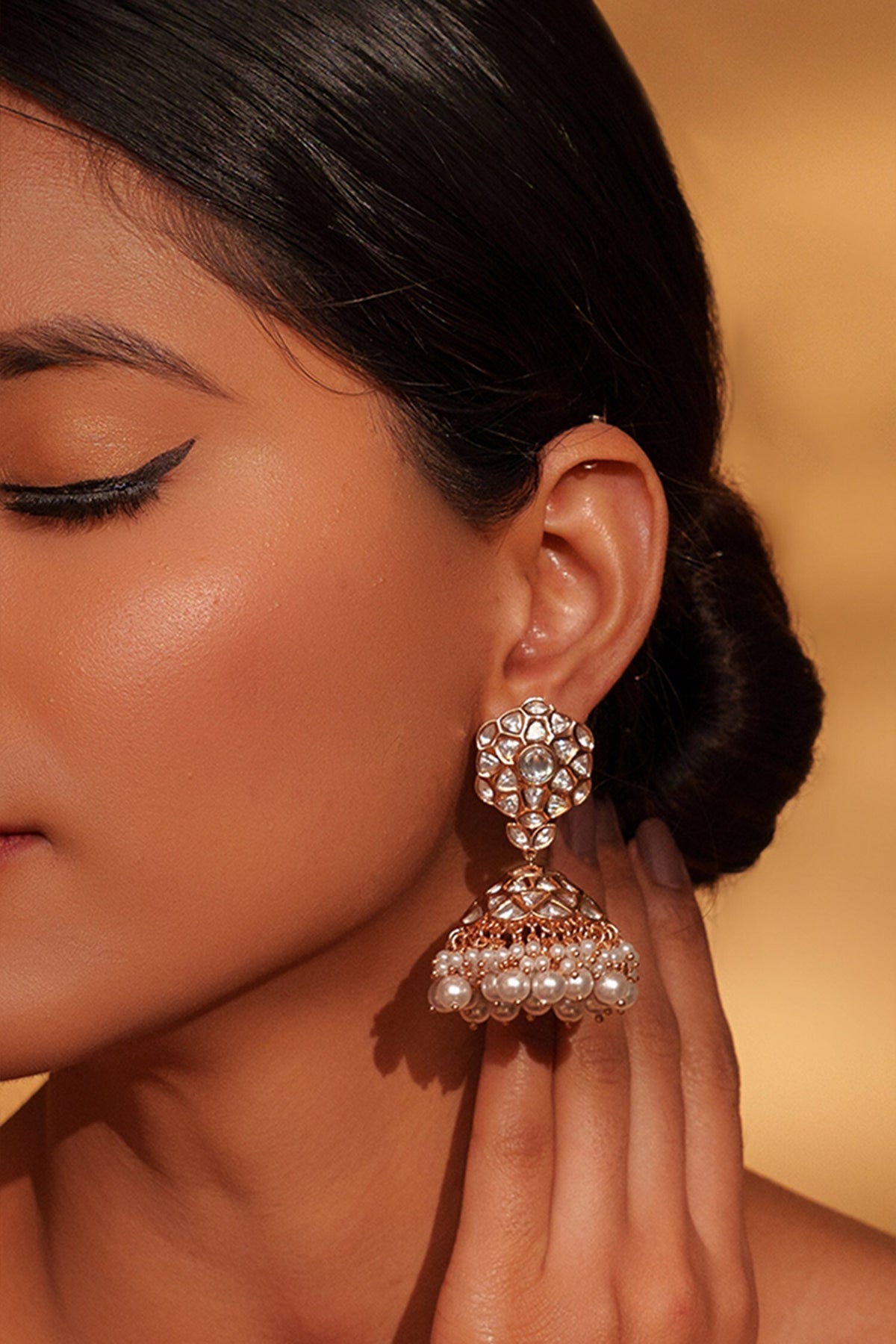 Kundan Stone Embellished Jhumkas 