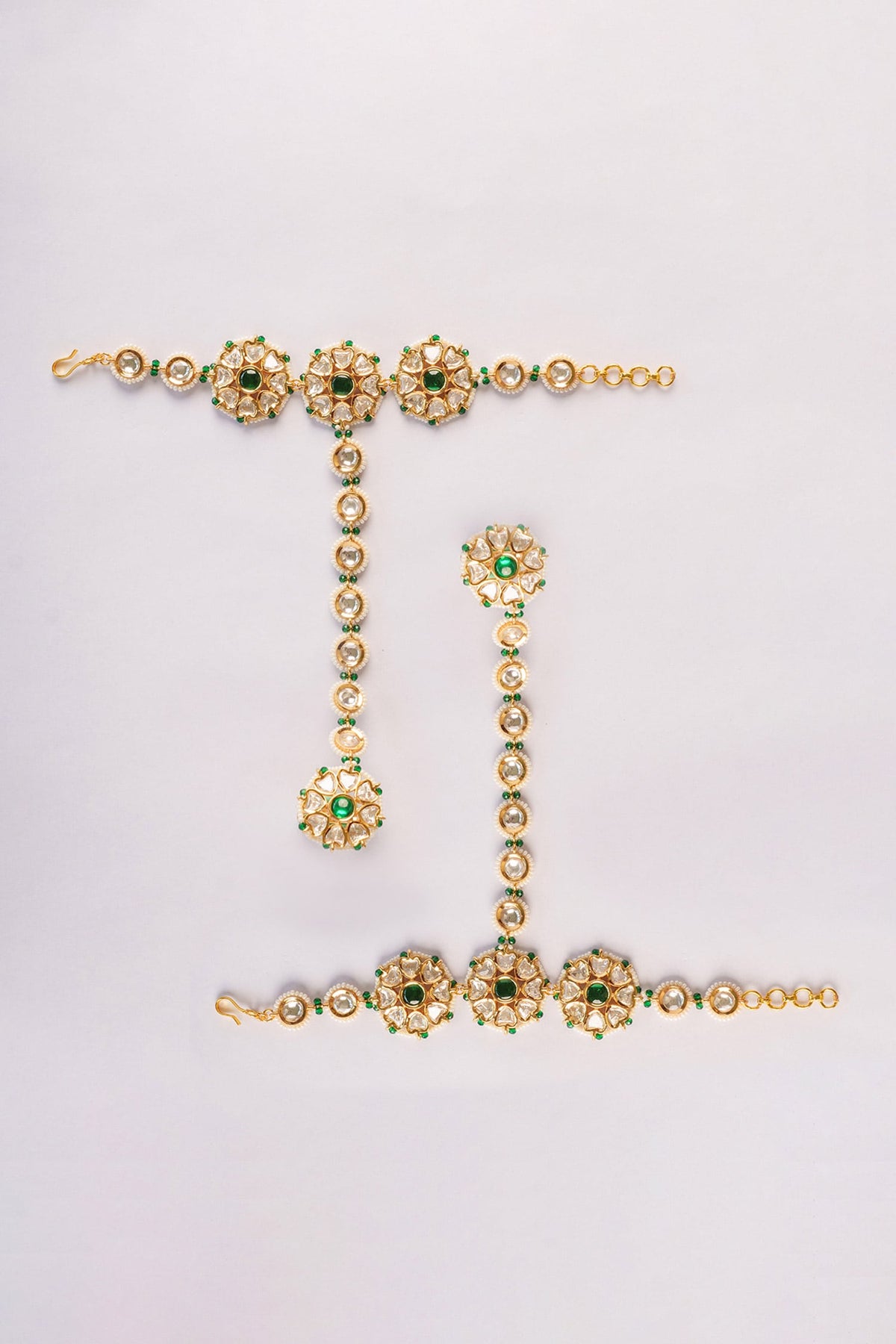 Gold Kundan Polki Floral Haathphool Set 