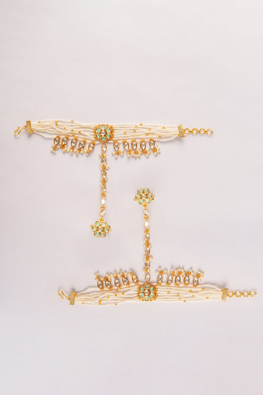 Floral Kundan Polki Haathphool Set of 2 