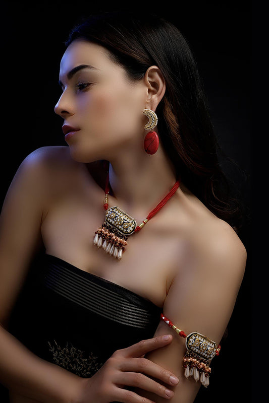 Gold Plated Kundan Pearl Bajuband 