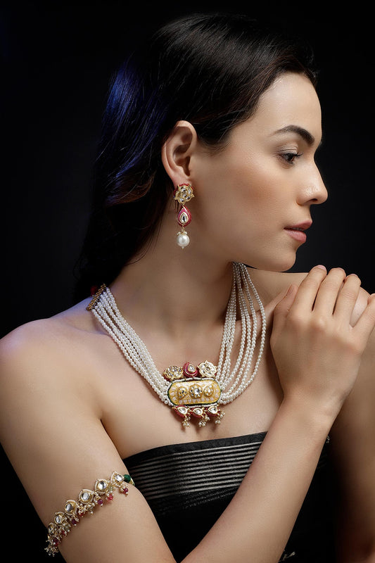 Gold Plated Kundan Pearl Bajuband 