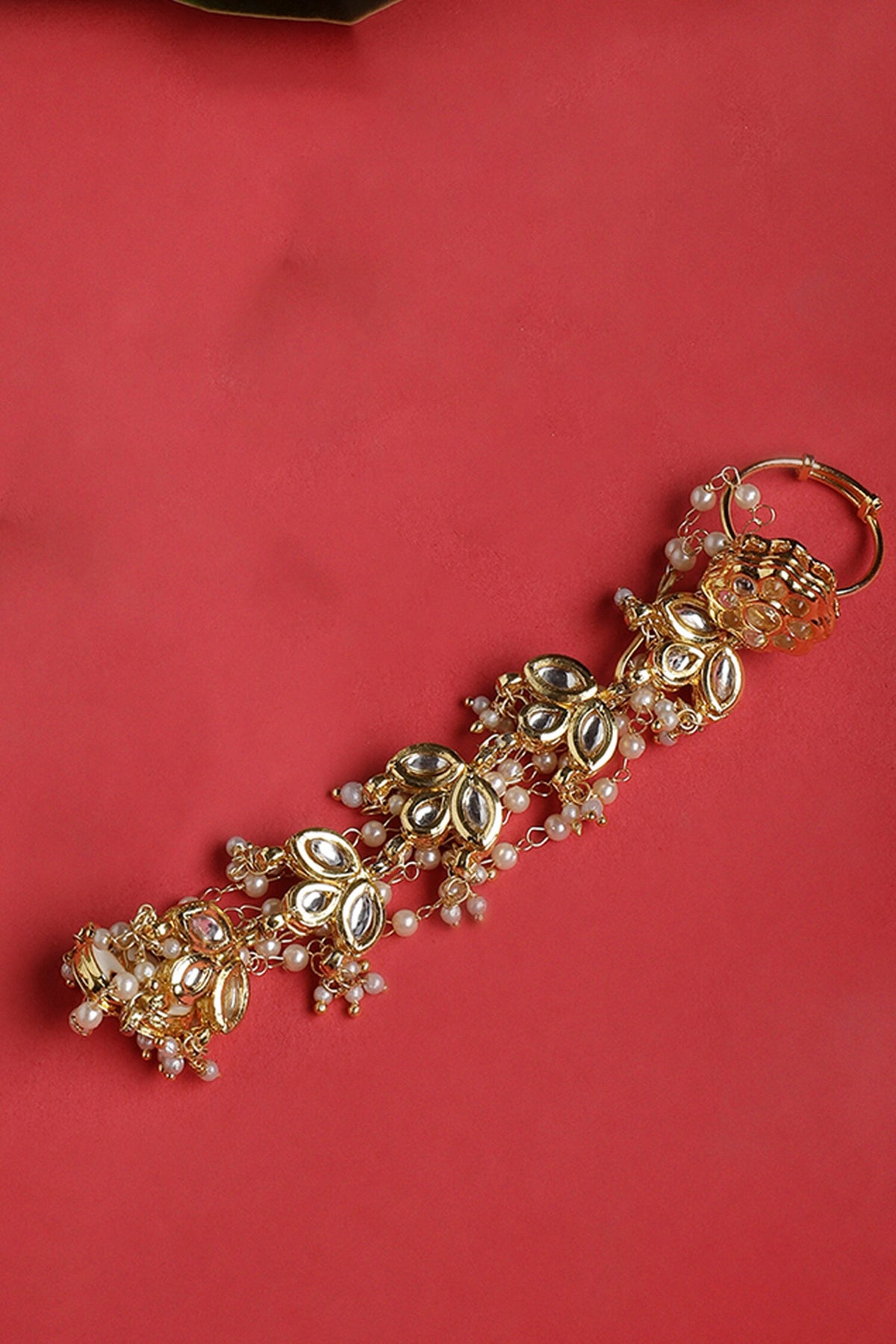 Embellished Gold Plated Hathphool 