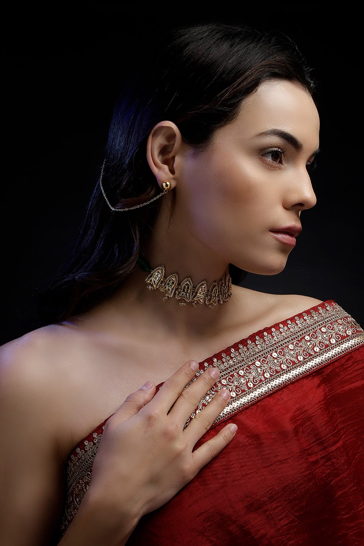Geometric Cutwork Gold Choker 