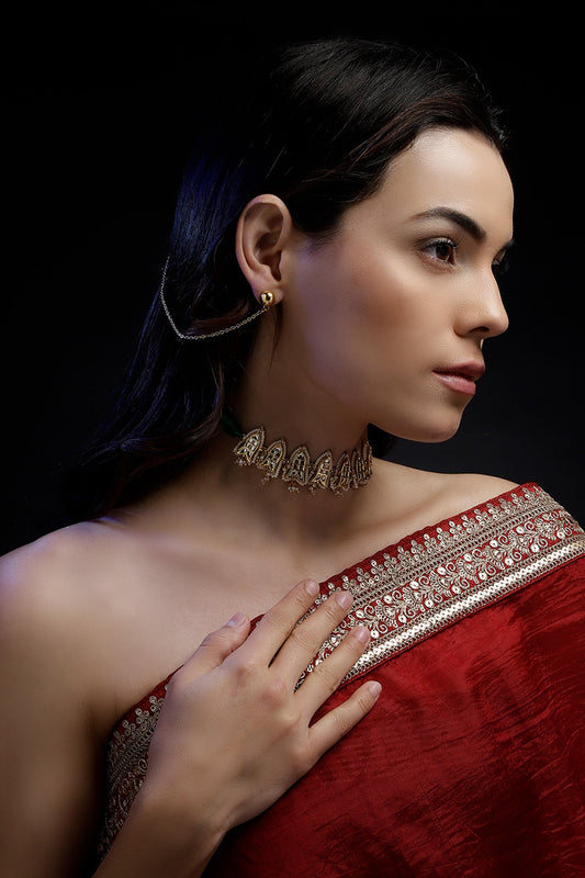 Geometric Cutwork Gold Choker 