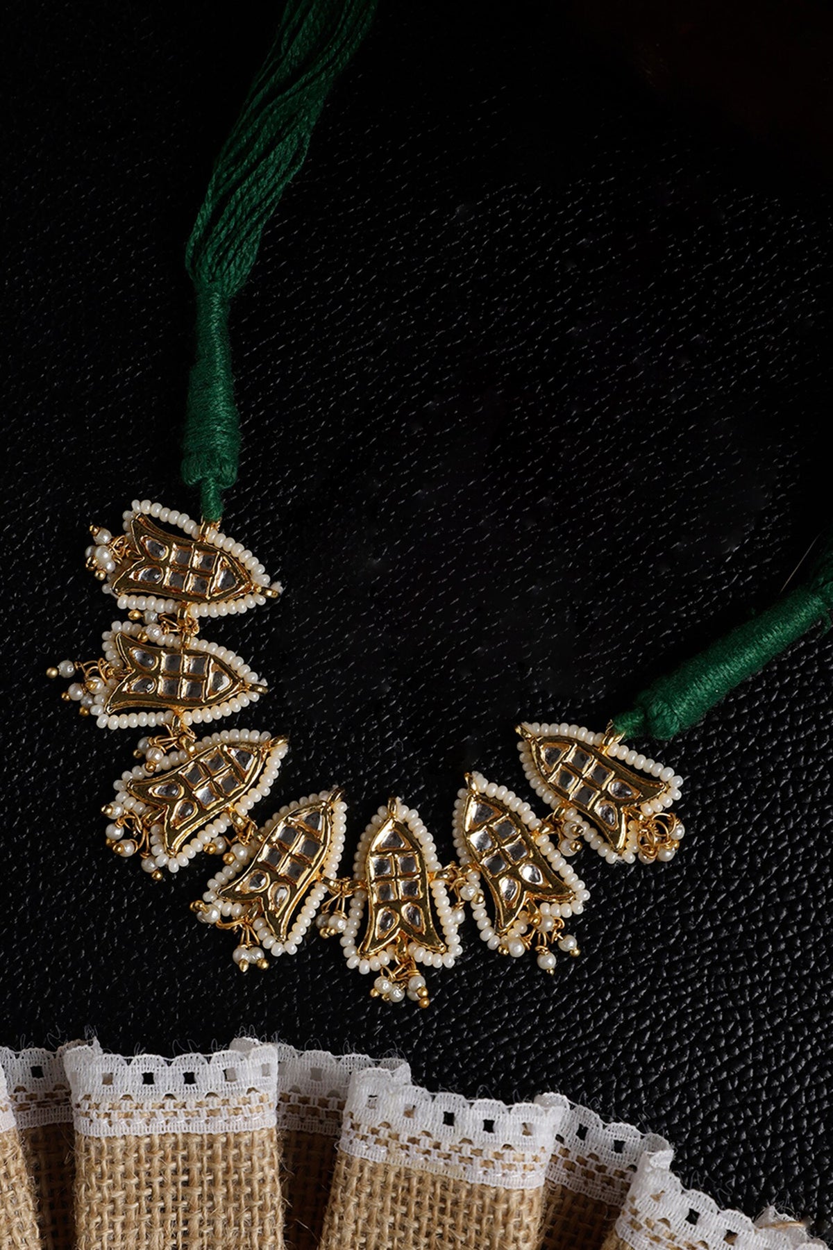 Geometric Cutwork Gold Choker 