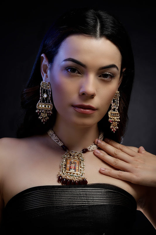 Gold Plated Kundan Pendant Necklace 