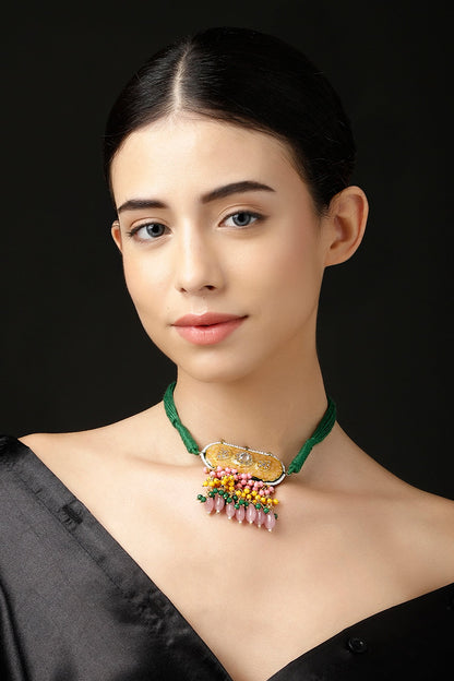Bagh-e-Zamurd Embellished Pendant Necklace 