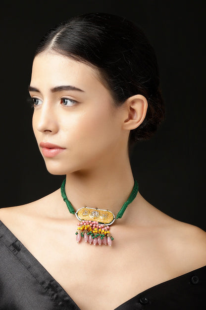 Bagh-e-Zamurd Embellished Pendant Necklace 
